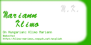 mariann klimo business card